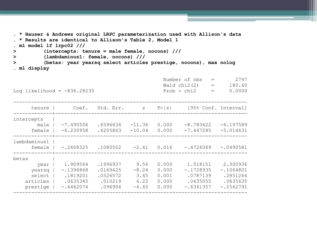 hauser andrews original lrpc parameterization