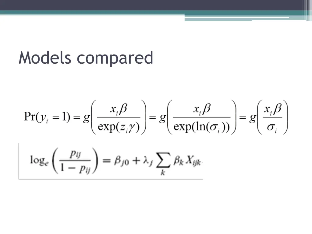 models compared