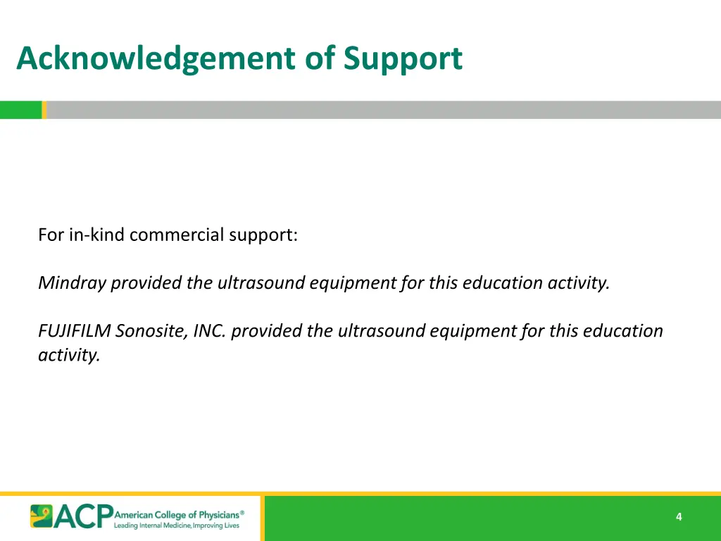acknowledgement of support