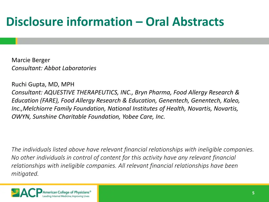 disclosure information oral abstracts