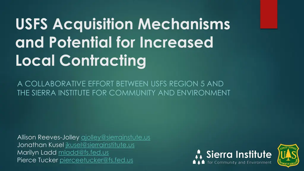 usfs acquisition mechanisms and potential 1