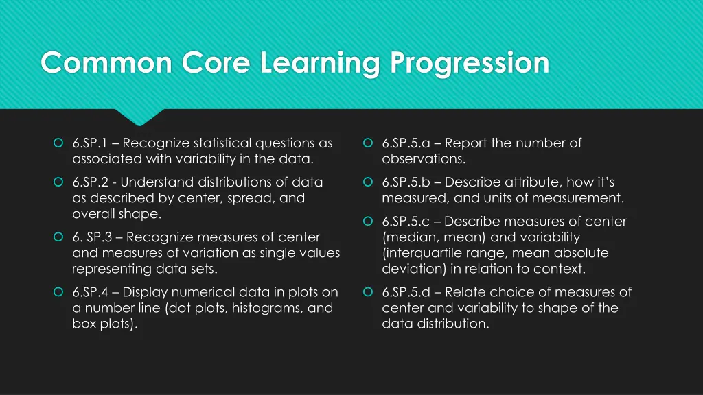common core learning progression