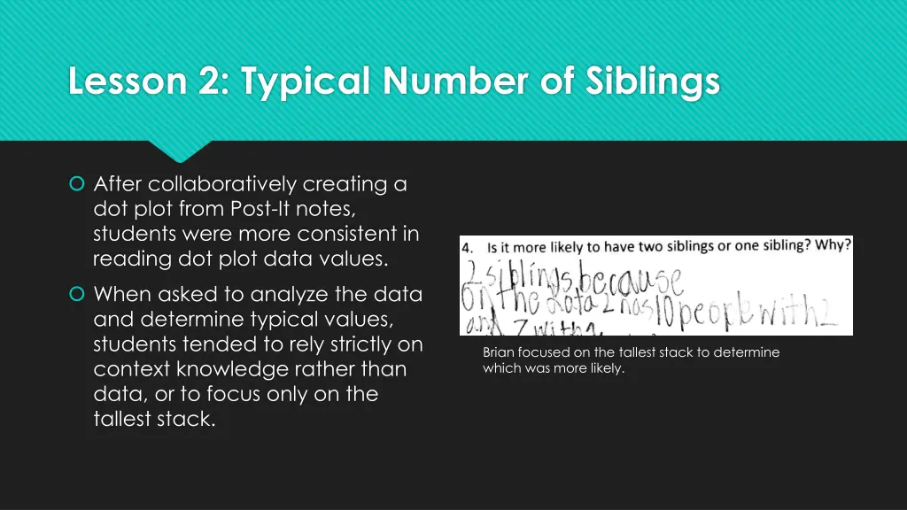 lesson 2 typical number of siblings