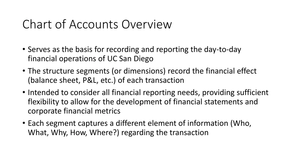 chart of accounts overview
