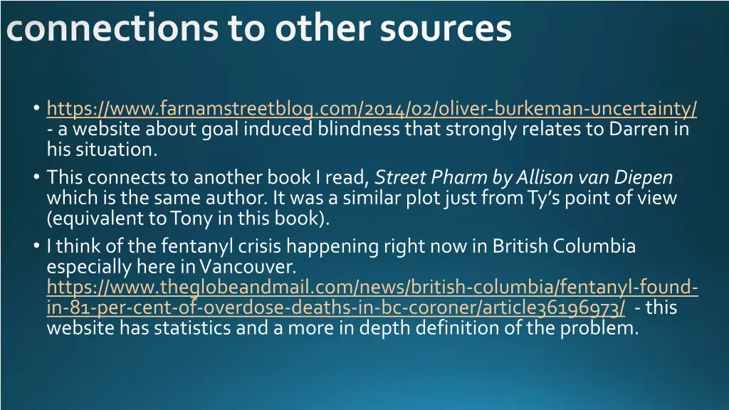 connections to other sources