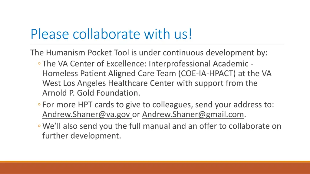 please collaborate with us
