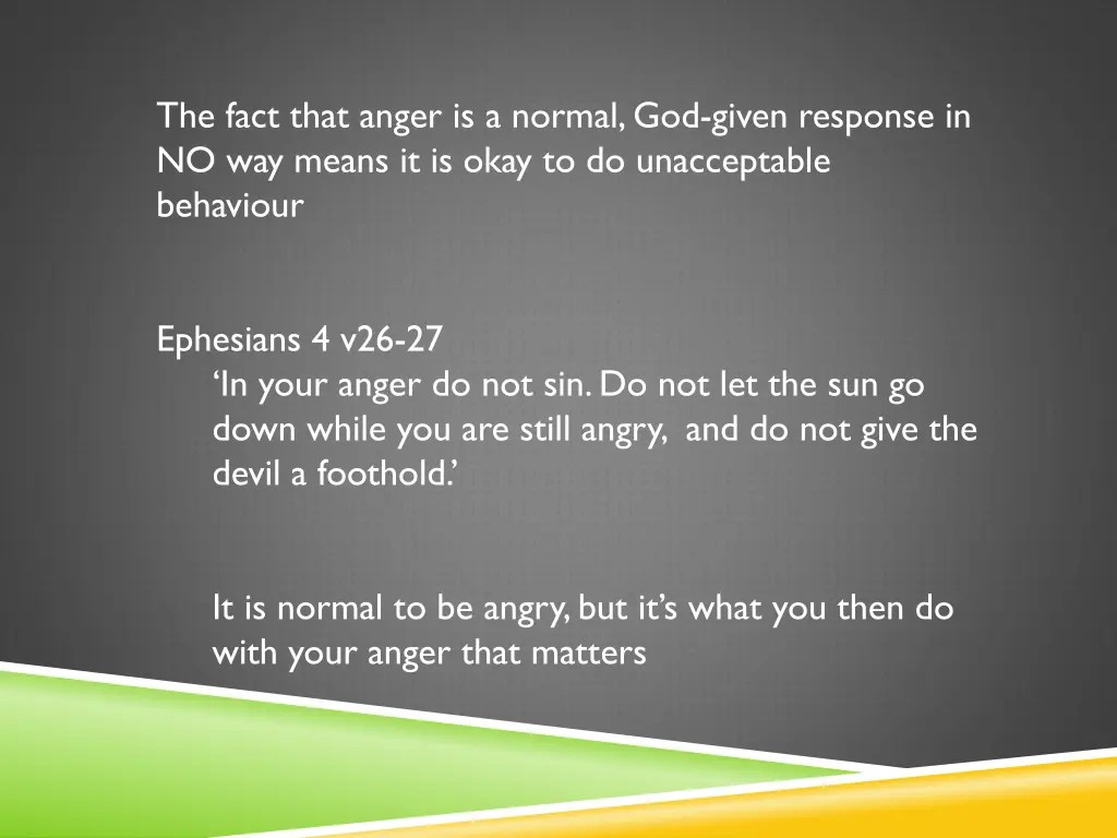the fact that anger is a normal god given