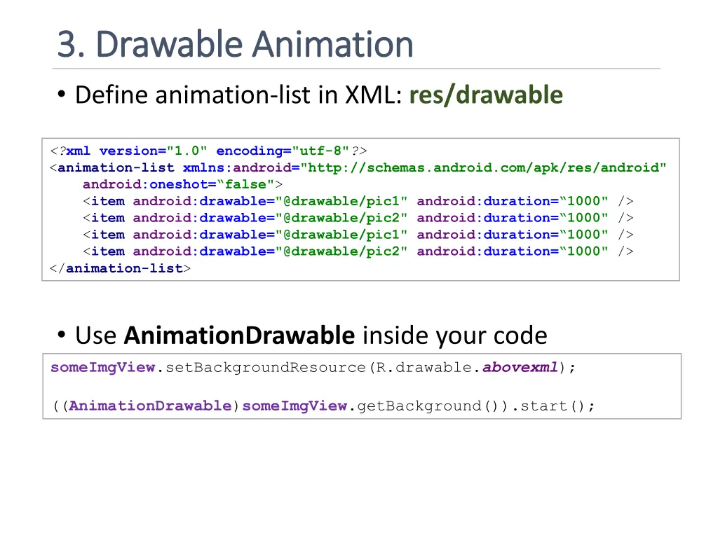 3 3 drawable drawable animation define animation