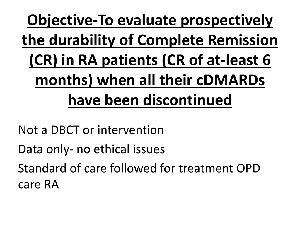 objective to evaluate prospectively