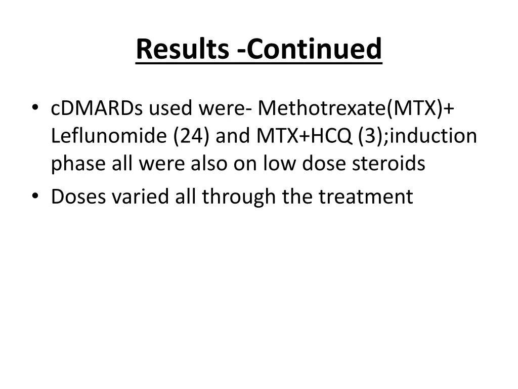 results continued
