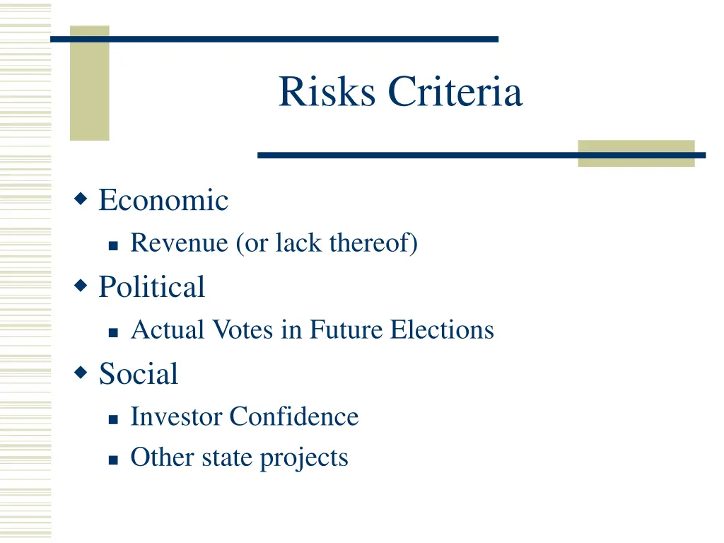 risks criteria