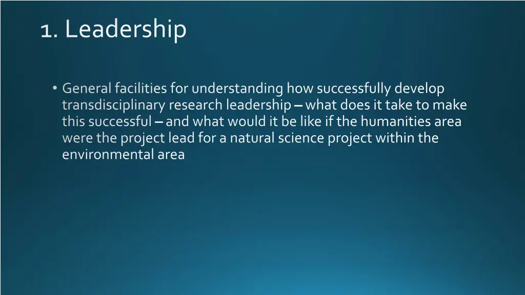 1 leadership