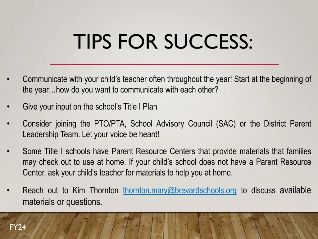 tips for success