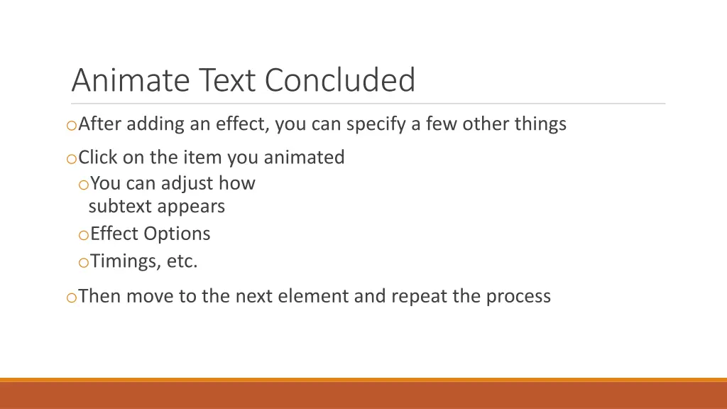 animate text concluded
