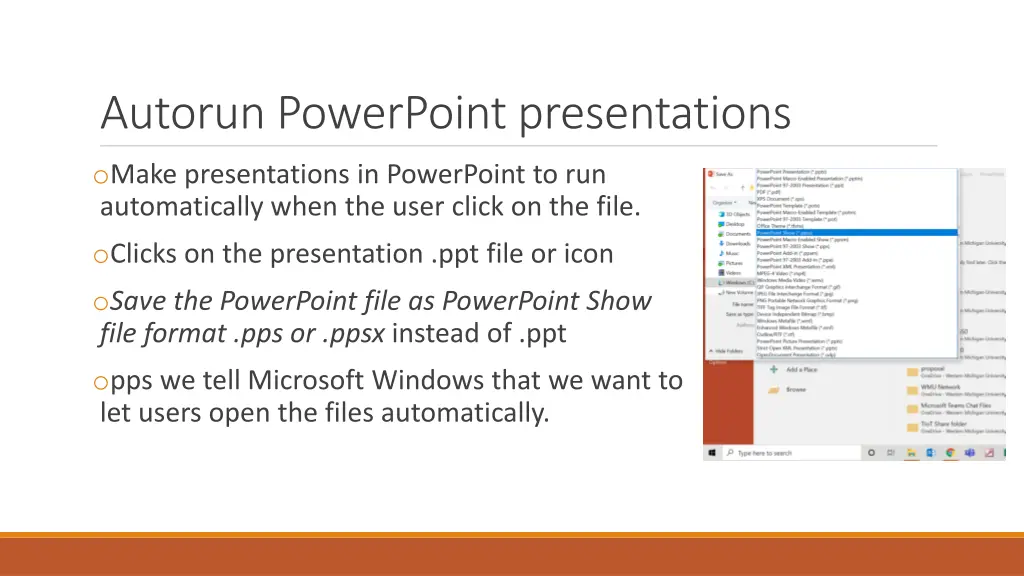 autorun powerpoint presentations