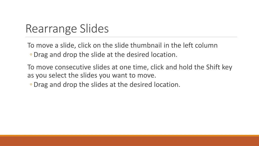 rearrange slides