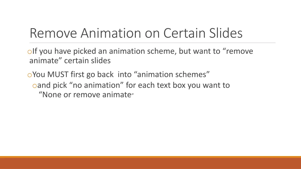 remove animation on certain slides