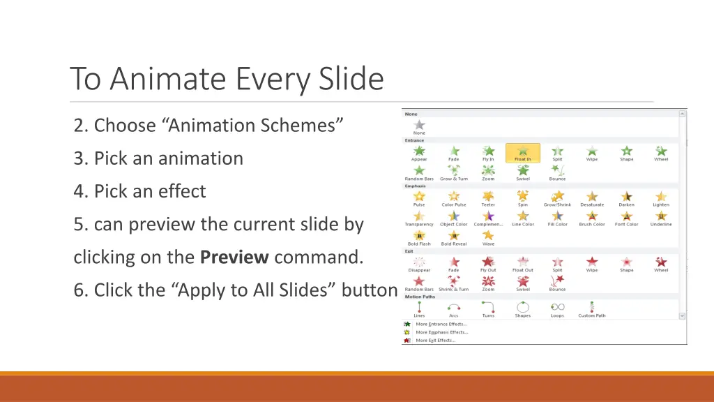 to animate every slide