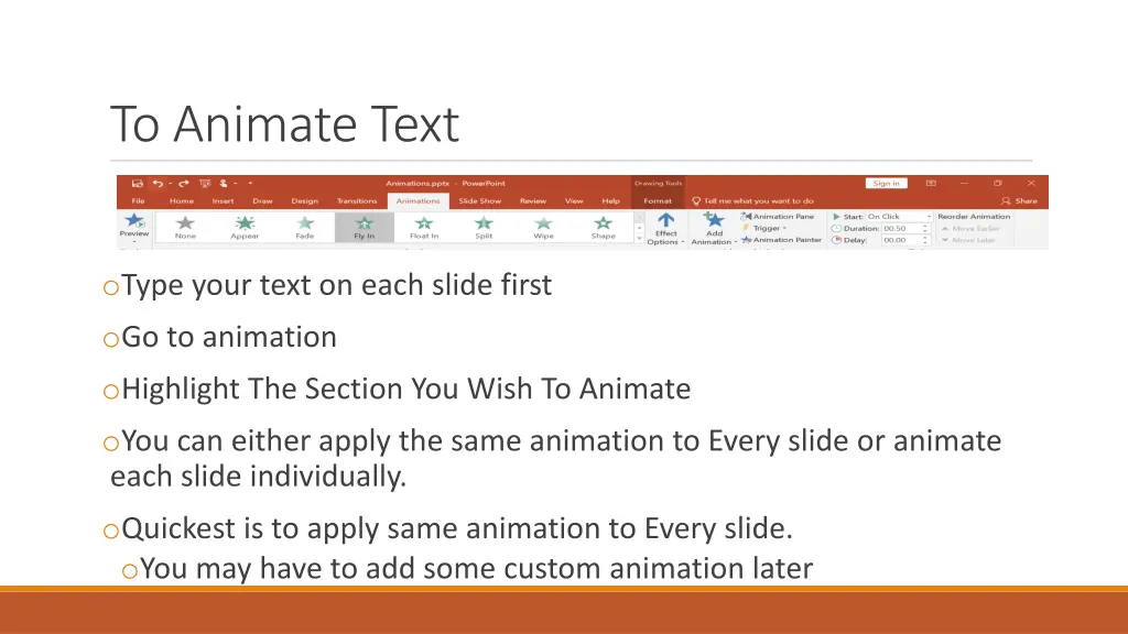 to animate text
