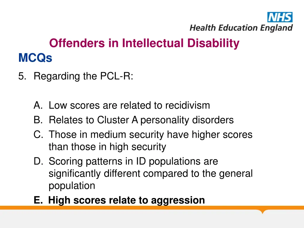 offenders in intellectual disability mcqs 5