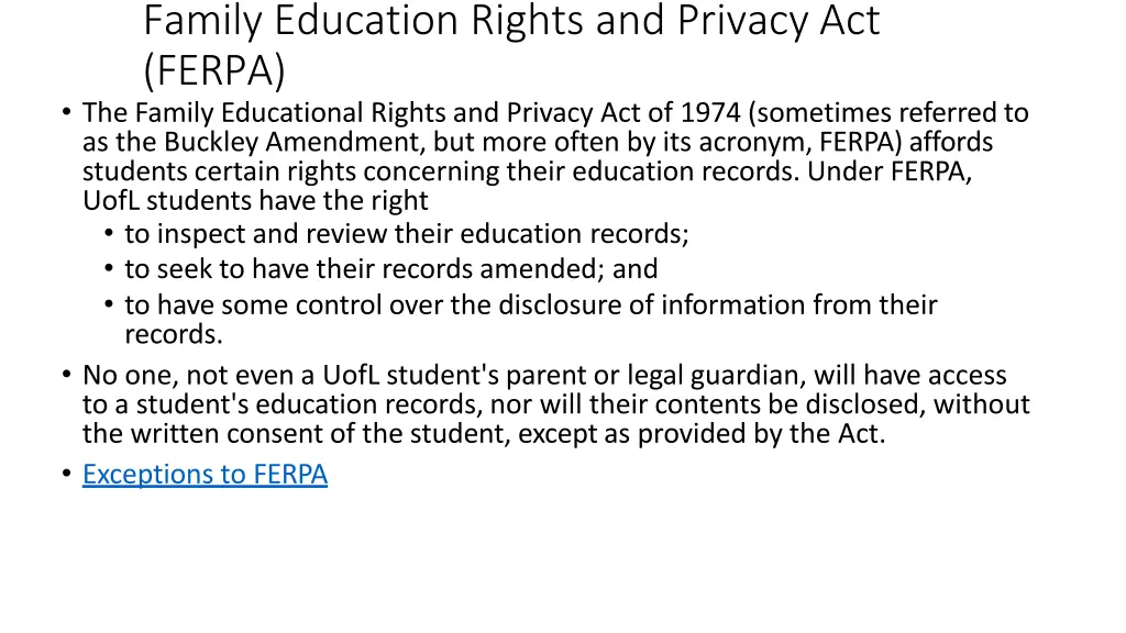 family education rights and privacy act ferpa
