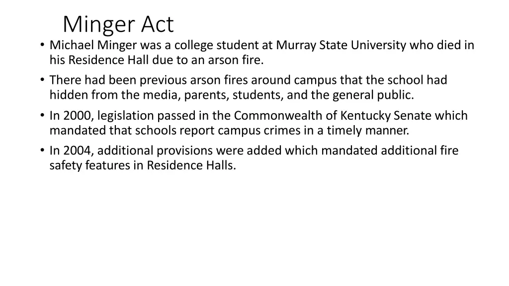 minger act michael minger was a college student