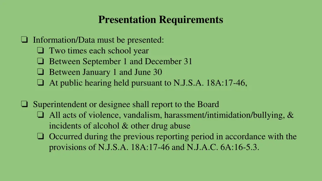presentation requirements