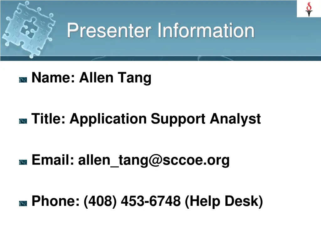 presenter information