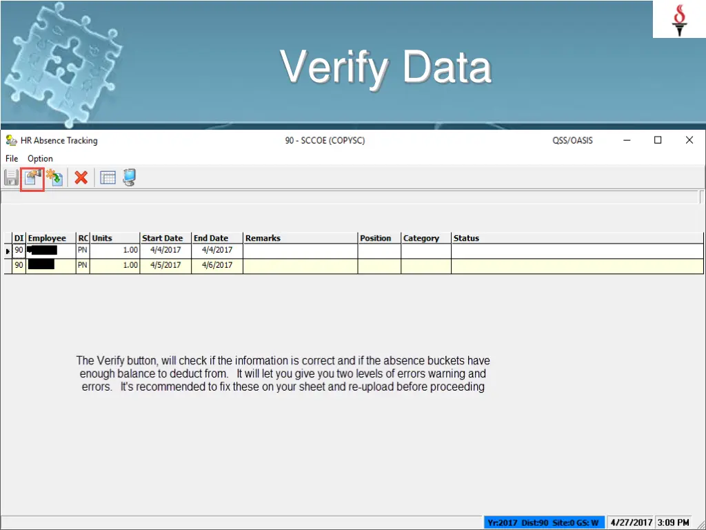 verify data