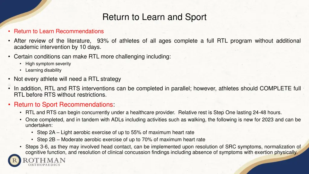 return to learn and sport