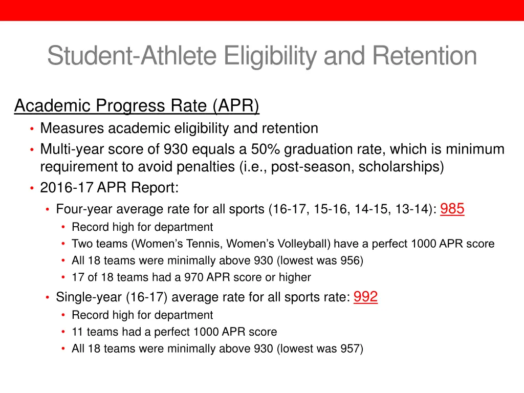 student athlete eligibility and retention