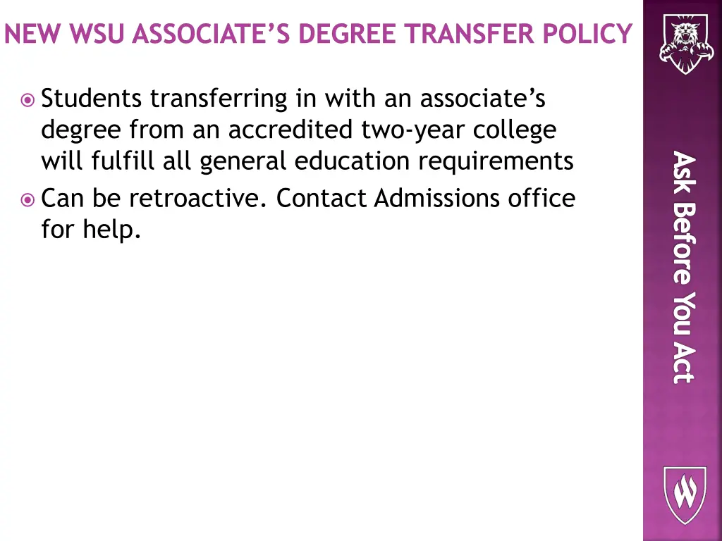 new wsu associate s degree transfer policy