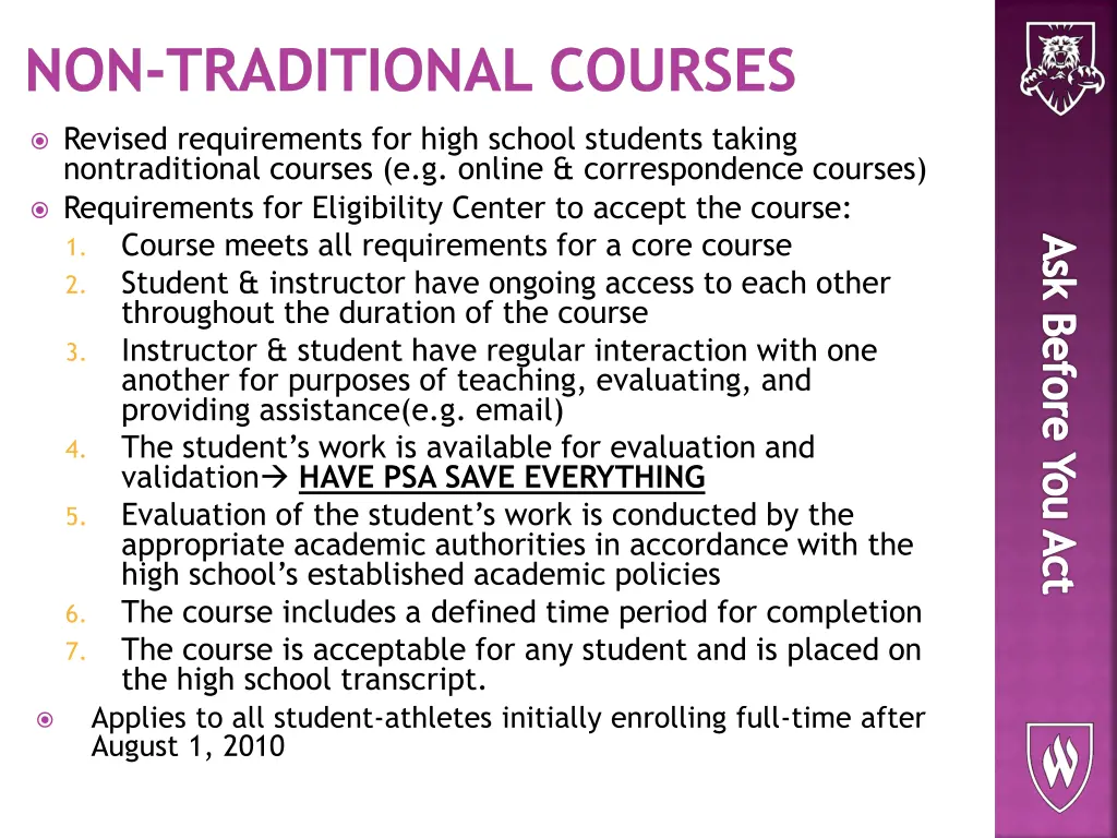 non traditional courses