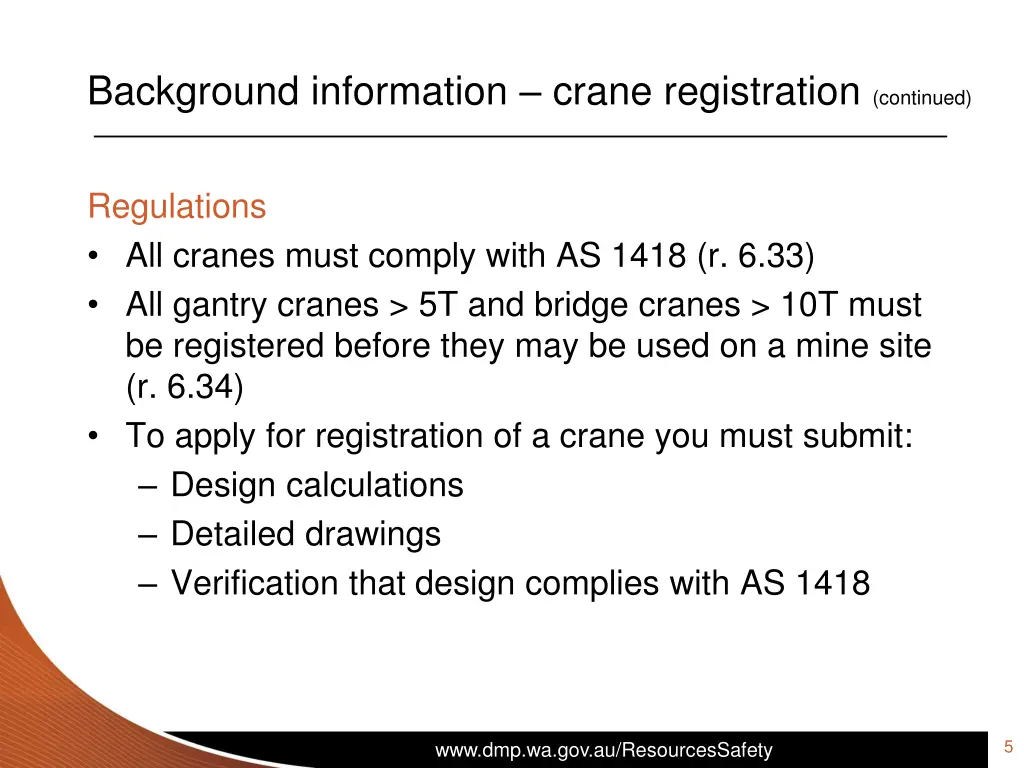 background information crane registration 1
