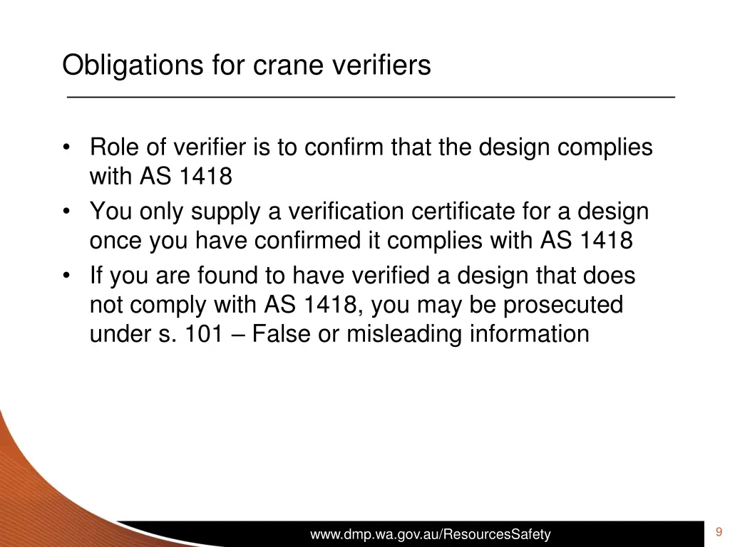 obligations for crane verifiers