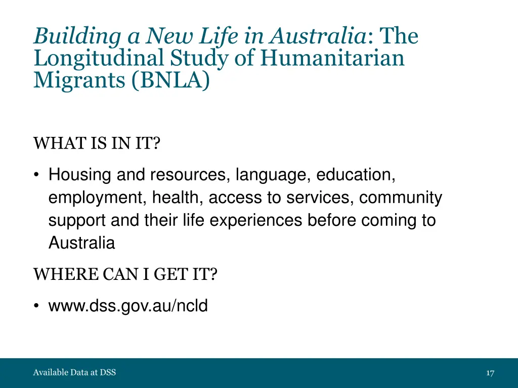 building a new life in australia the longitudinal 1