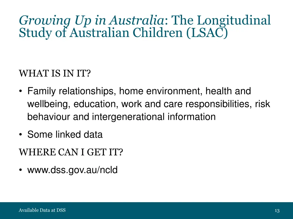 growing up in australia the longitudinal study 1