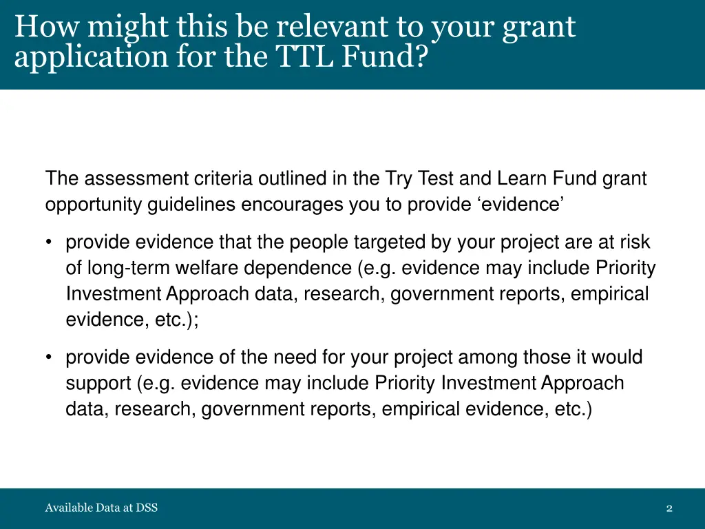 how might this be relevant to your grant