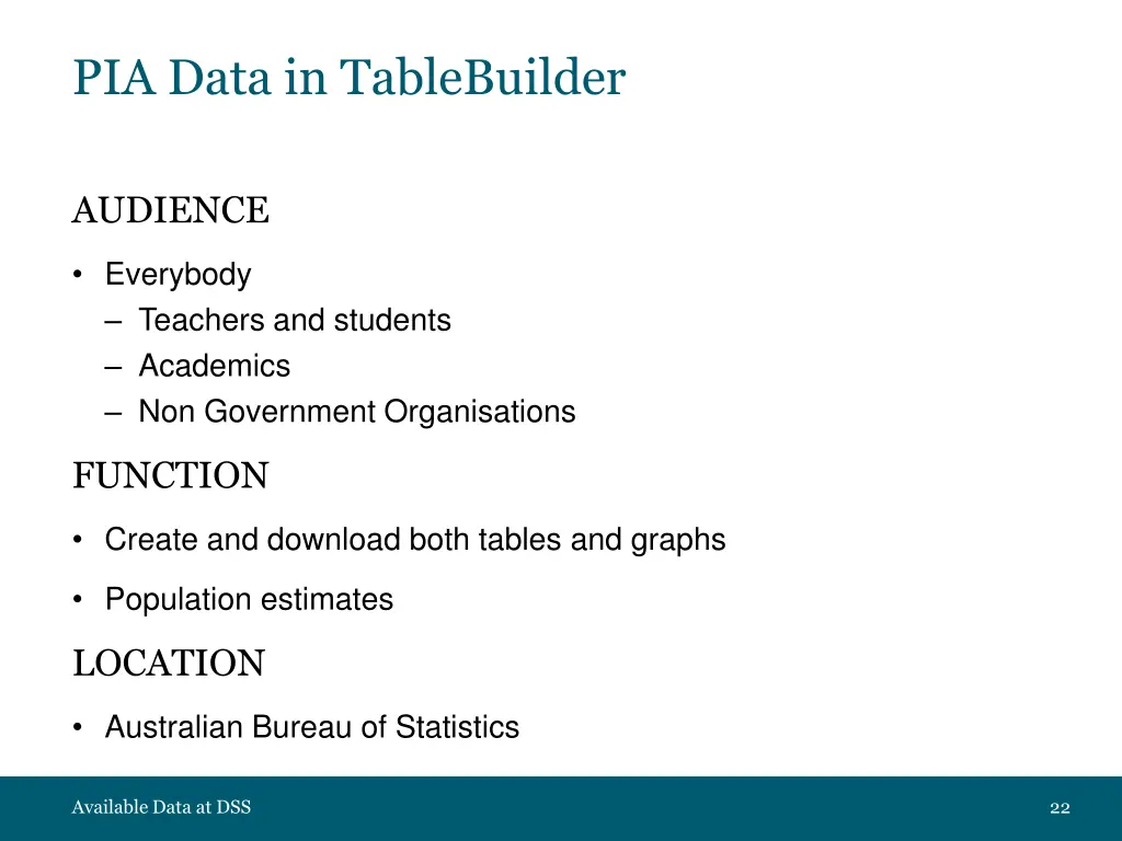 pia data in tablebuilder