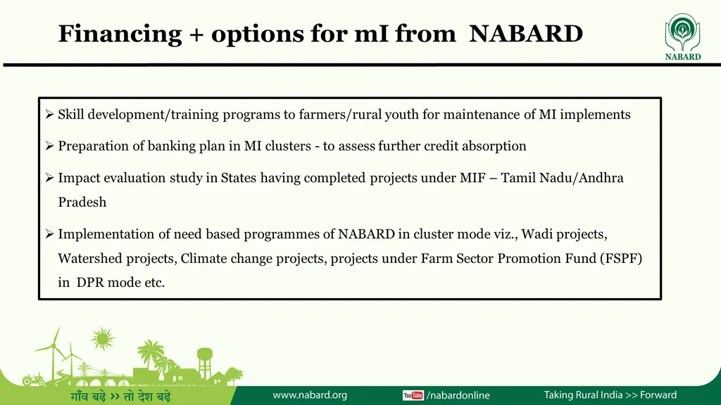 financing options for mi from nabard