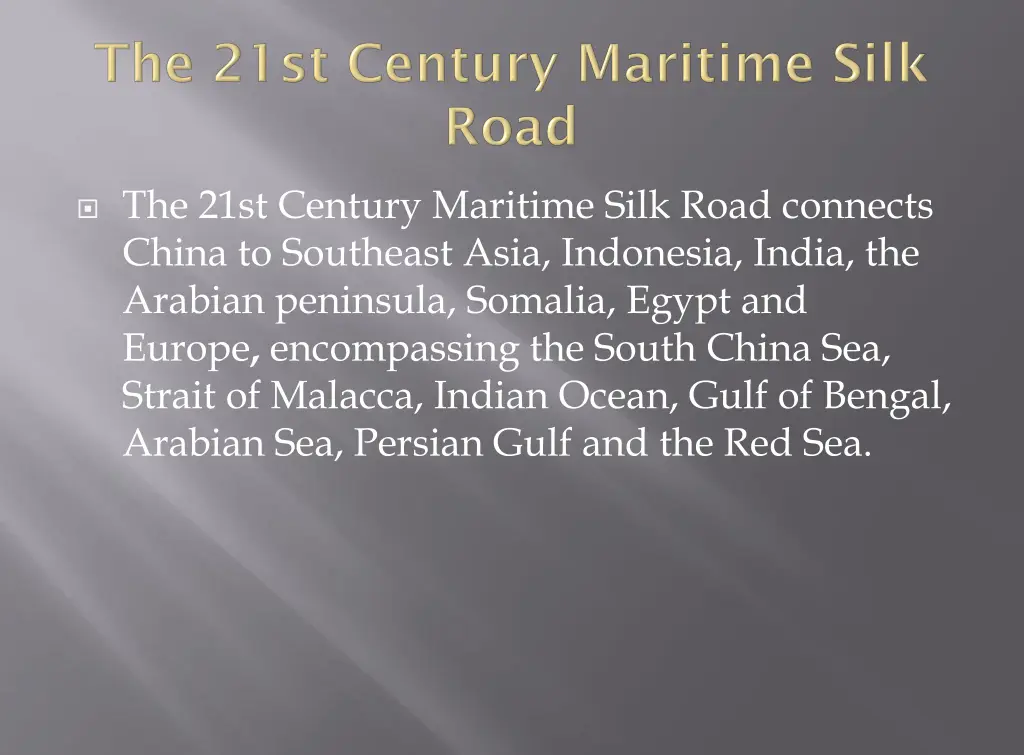 the 21st century maritime silk road connects