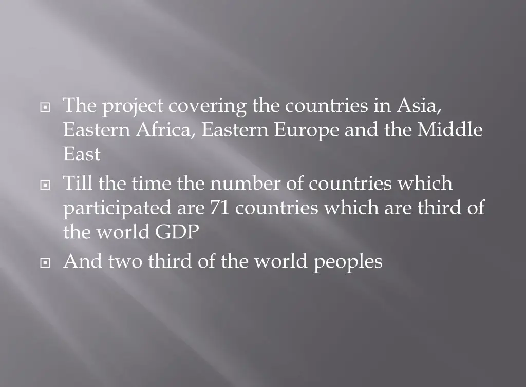 the project covering the countries in asia