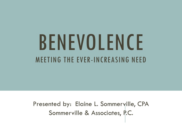 benevolence meeting the ever increasing need