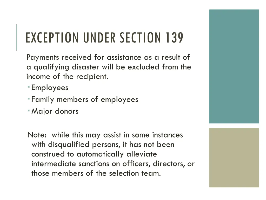 exception under section 139