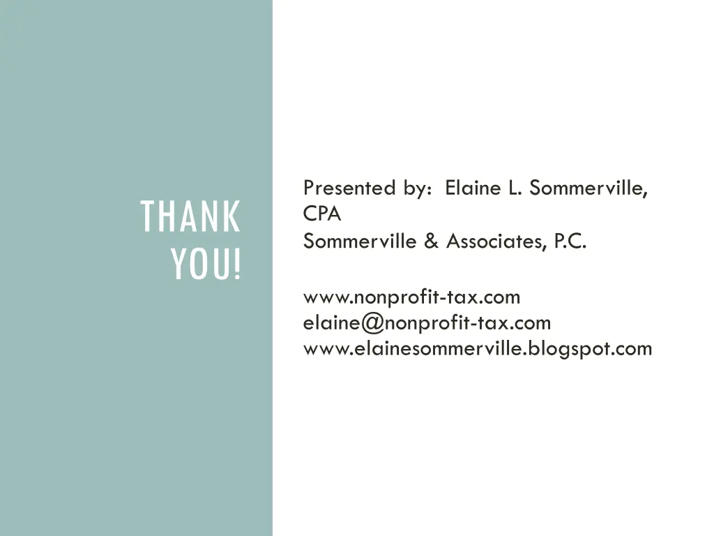 presented by elaine l sommerville cpa sommerville