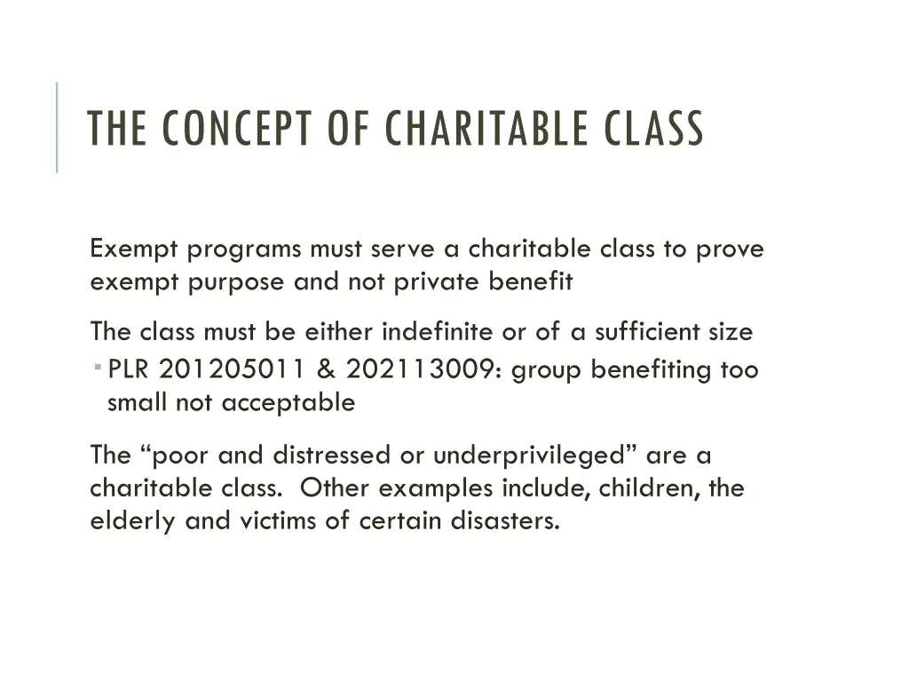 the concept of charitable class