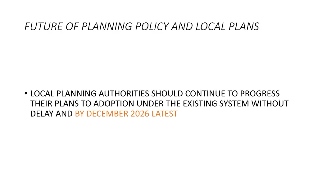 future of planning policy and local plans
