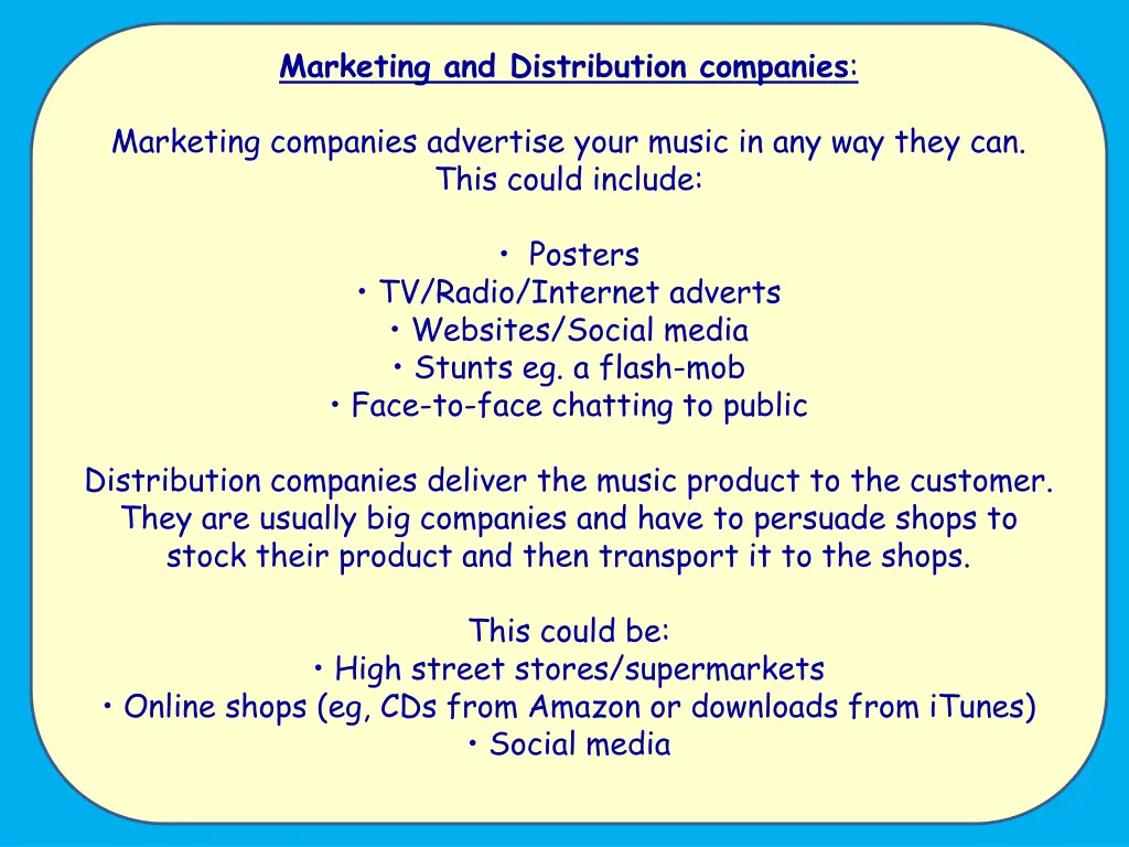 marketing and distribution companies