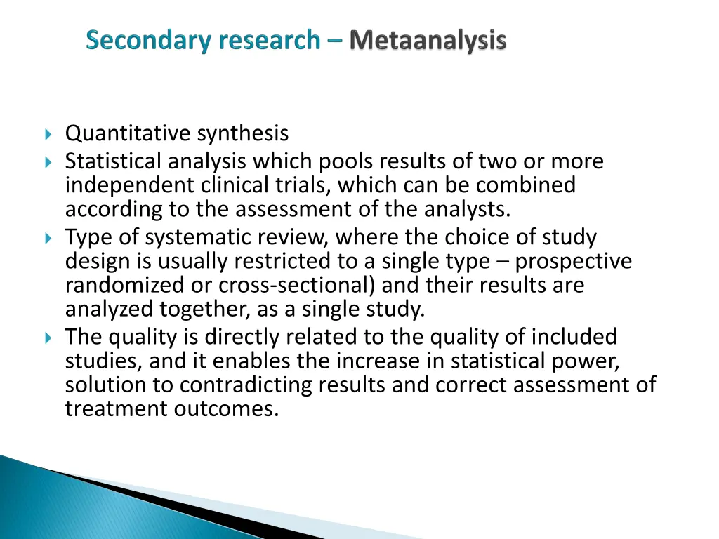 quantitative synthesis statistical analysis which