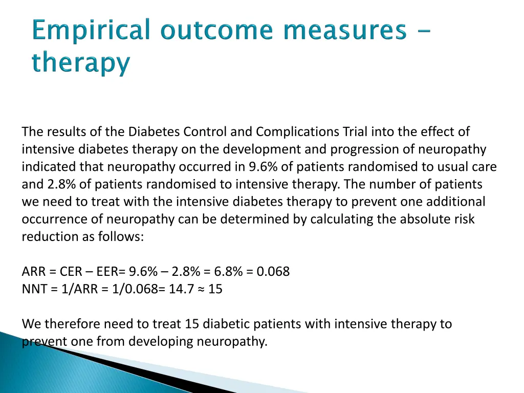 the results of the diabetes control
